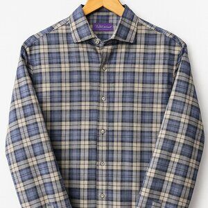 Ralph Lauren Purple Label Plaid Button-Down Shirt – Men’s Medium, Made in Italy
